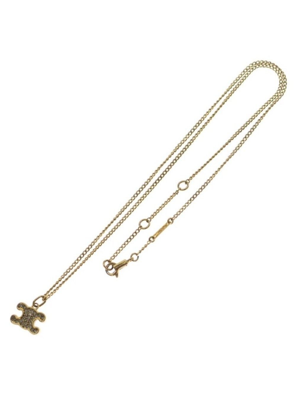 Celine Triomphe Rhinestone Pendant Chain Gold - Picture 2 of 6